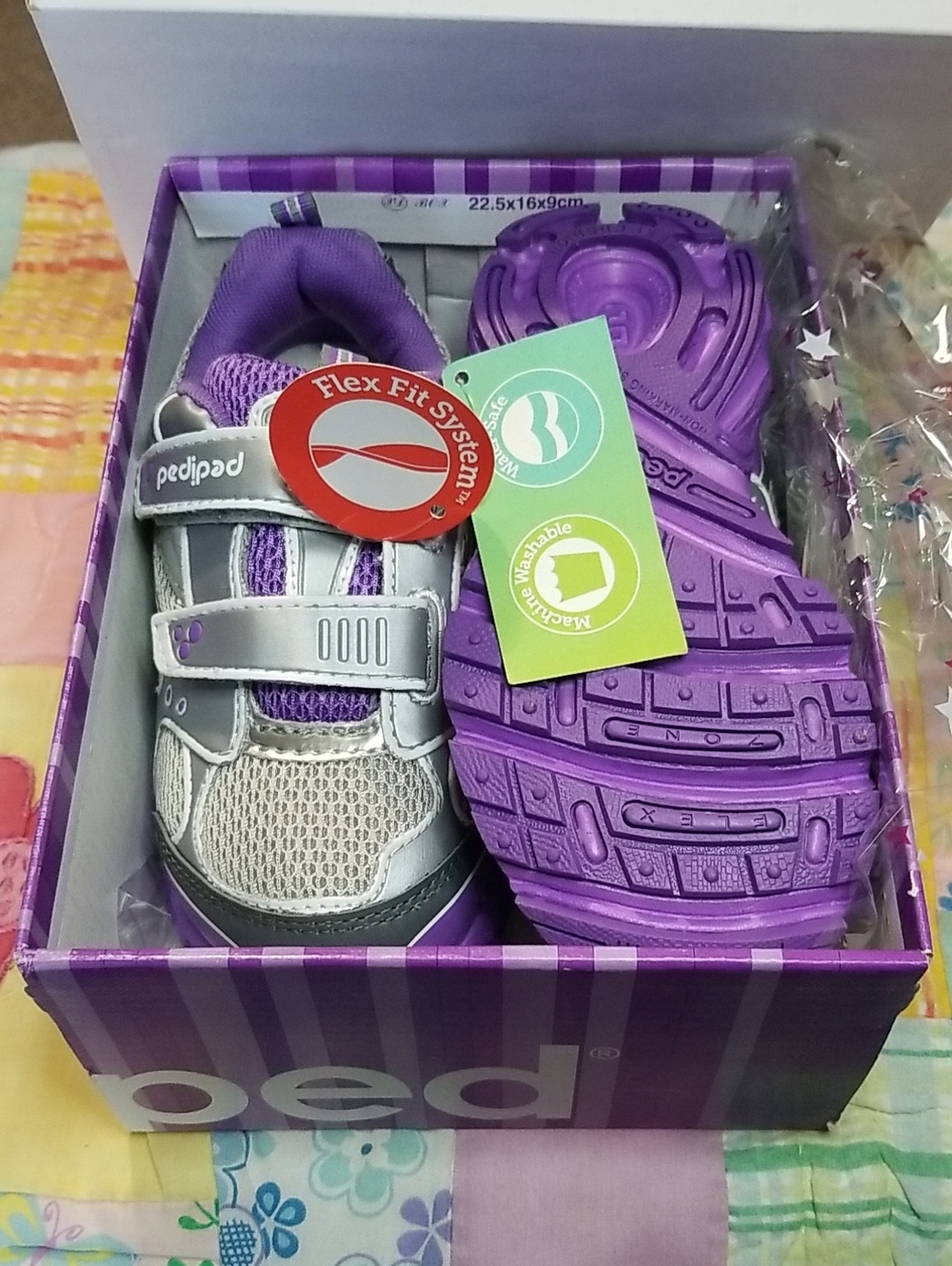pediped Kids Purple and Gray Flex Fit Athletic Sneakers Size 12 12.5 EURO 29 NIB